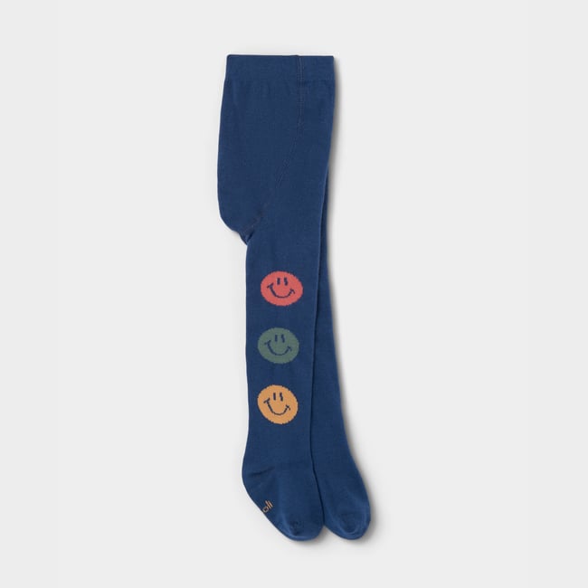 Collant imprimé smileys bleu <span itemprop=