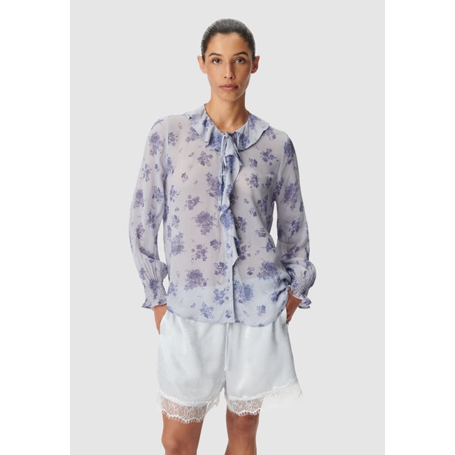 Chemise imprimé floral bleu <span itemprop=