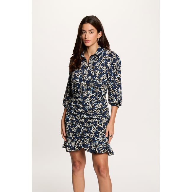 Robe courte fluide multicolore <span itemprop=