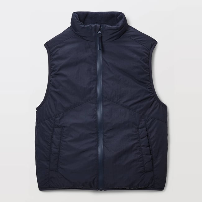 Doudoune sans manches uni marine <span itemprop=