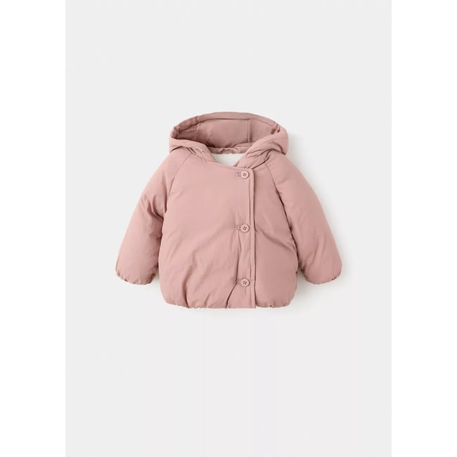 Anorak matelassé à capuche rose <span itemprop=