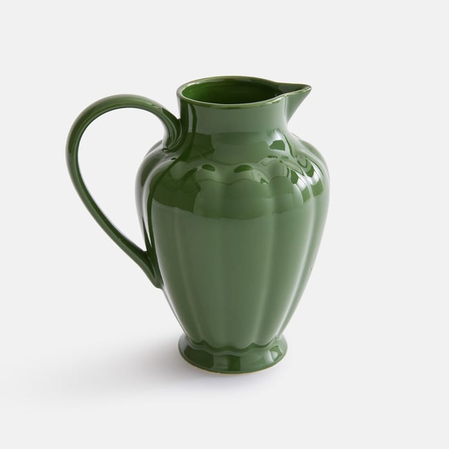 Carafe esprit vintage, en grès émaillé, ENOA Couleur vert <span itemprop=