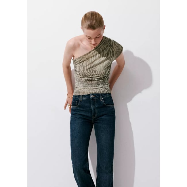 Top asymétrique imprimé animal gris clair/pastel <span itemprop=