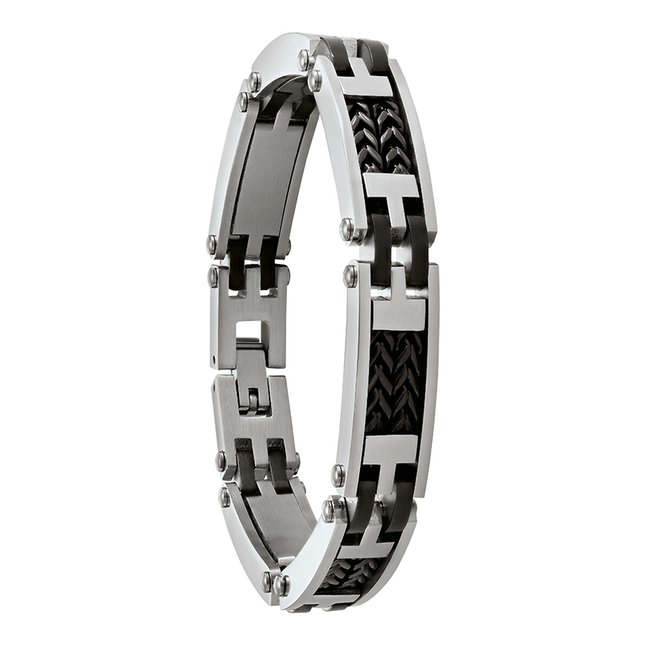 AUSTRALIS - Schwarzes zweifarbiges Stahlarmband schwarz <span itemprop=