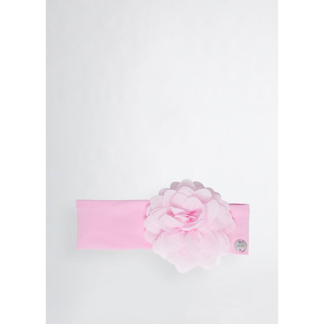 Bandeau en coton avec fleur rose <span itemprop=