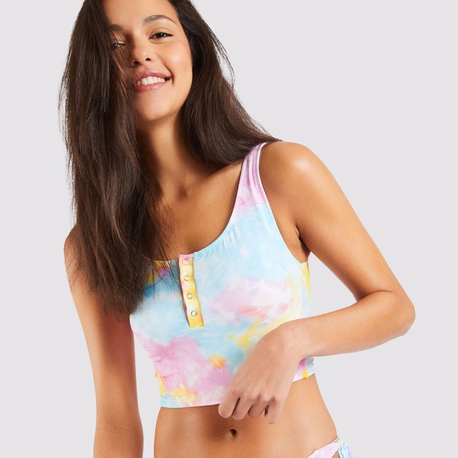 Haut de maillot tankini Elle - COLORDYE multicolore <span itemprop=