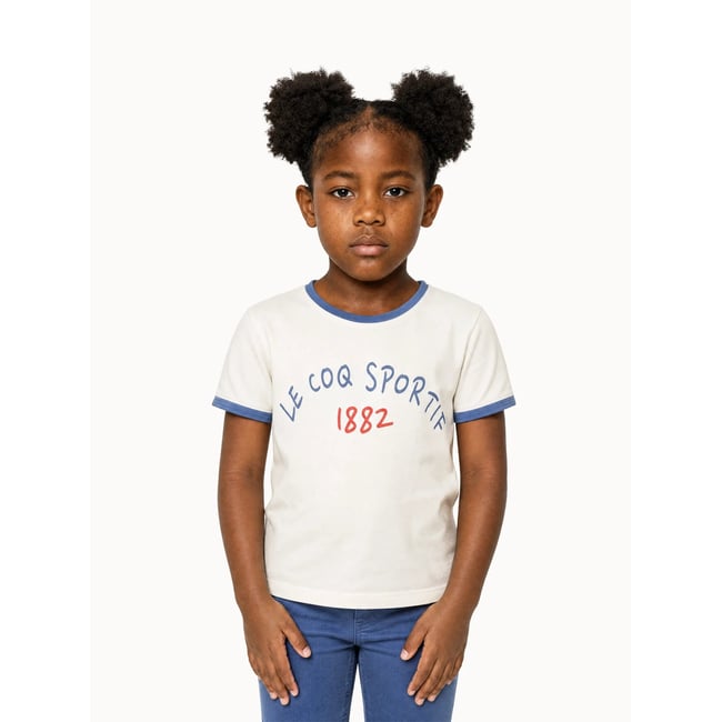 T-shirt en jersey de coton bicolore Tricolores white <span itemprop=