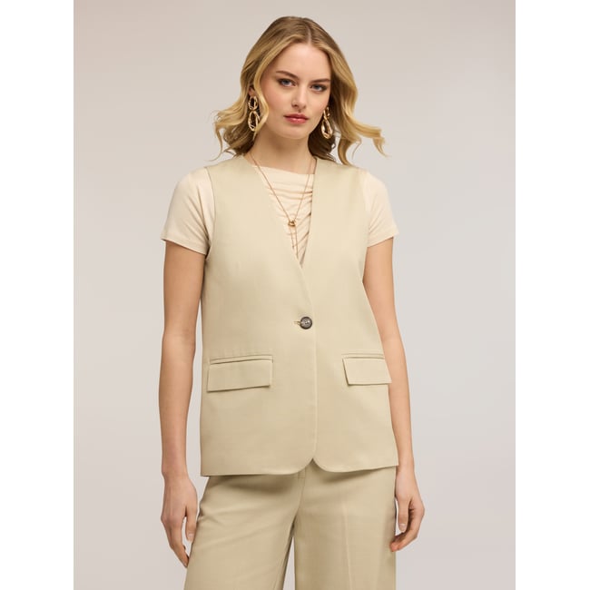 Gilet beige <span itemprop=