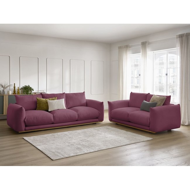Canapé droit fixe 5 places en tissu lisse, ERNEST - BOBOCHIC