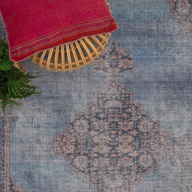 Traditional Vintage Style Flatweave Rug, blue, ÉDITÉ