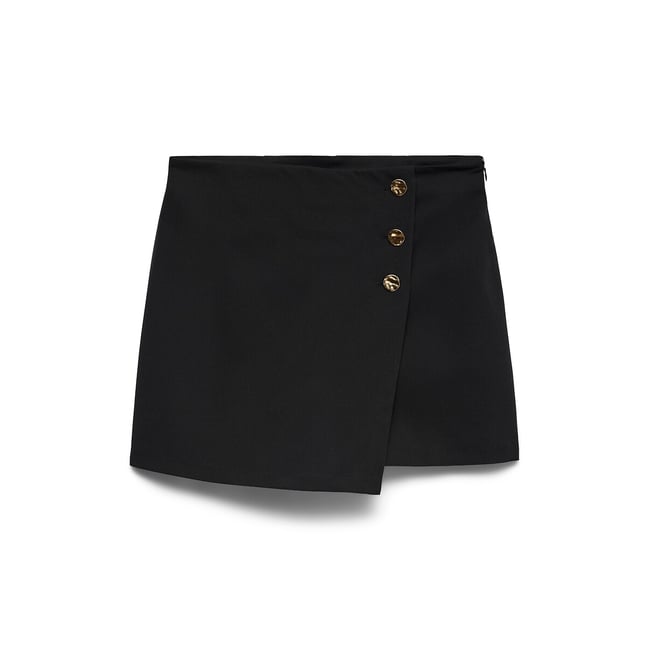 Jupe short avec boutons coloris doré noir <span itemprop=