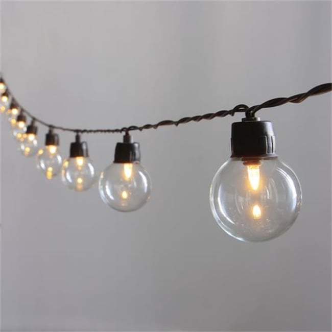 Guirlande lumineuse solaire 20 ampoules rondes Couleur noir <span itemprop=