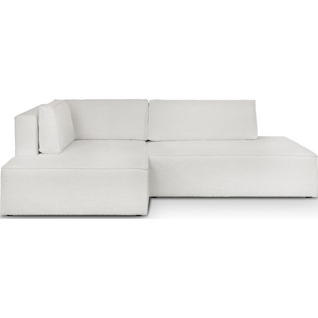 Canapé d'angle à gauche convertible 3 places en tissu bouclé - BARANI Couleur ecru <span itemprop=
