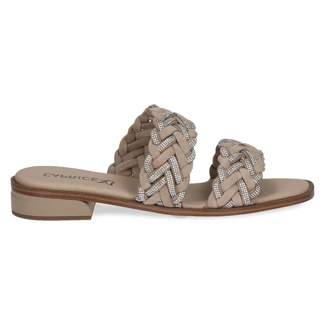 Mule talon bloc marron taupe nubuck <span itemprop=