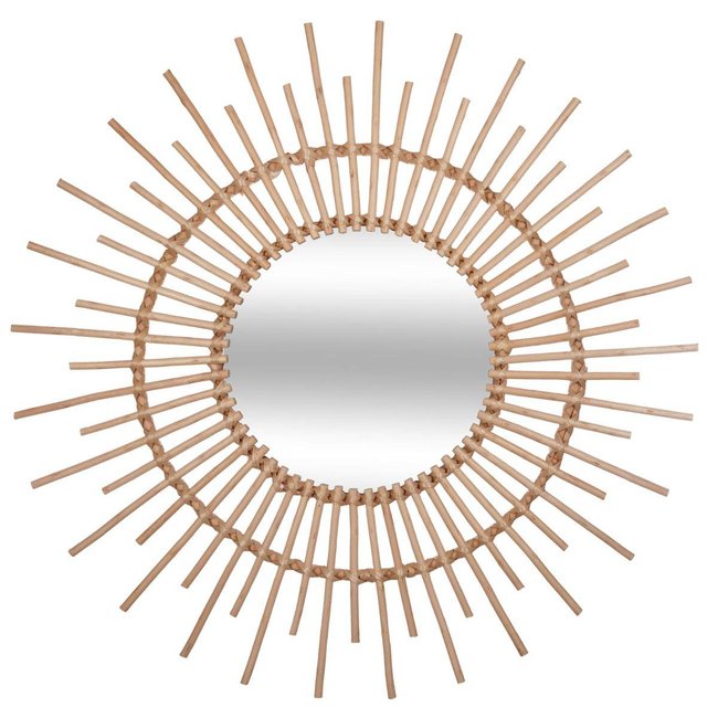 Miroir soleil en rotin 76cm REBECCA Couleur beige moyen <span itemprop=