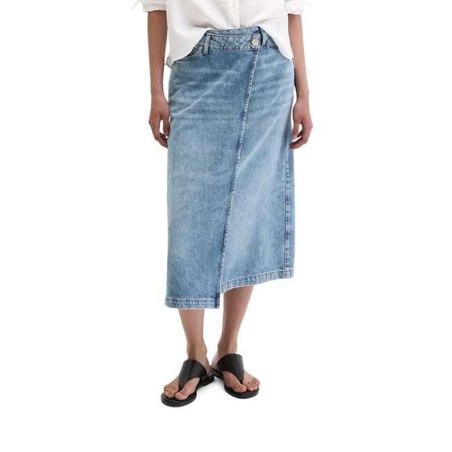 Jupe en jean X-Front A-Shape en mélange de lyocell, de lin et de coton nleu clair <span itemprop=