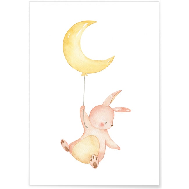 Poster Lapin Volant Couleur blanc <span itemprop=