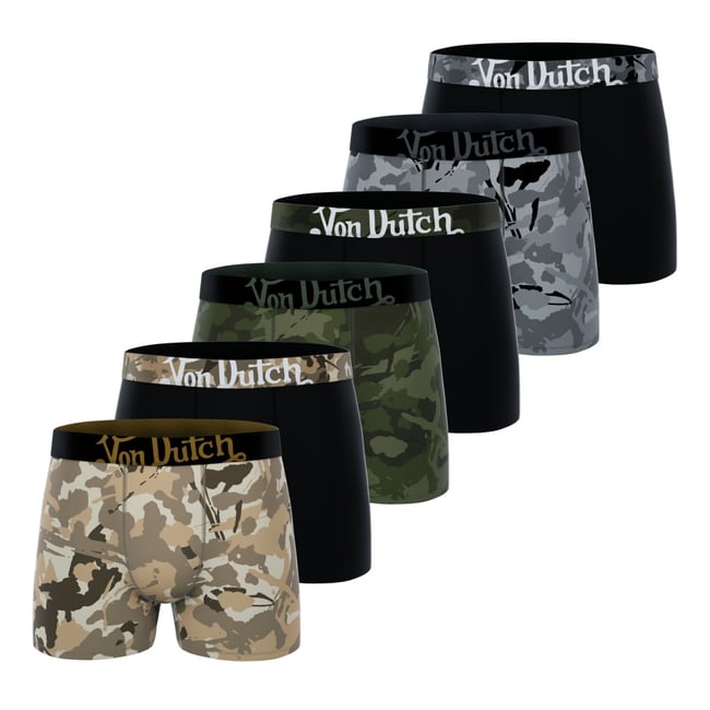 Lot De 6 Boxers Coton beige/marron/gris clair/kaki/noir <span itemprop=