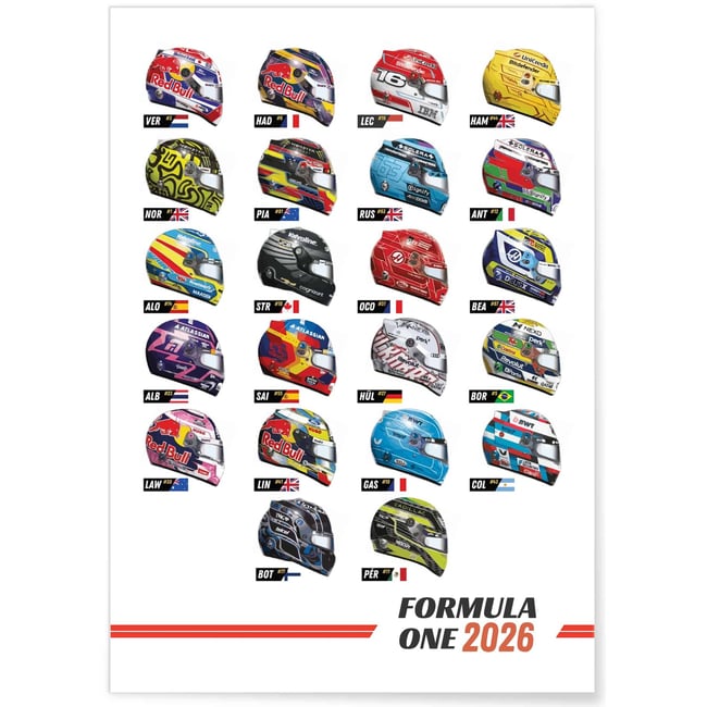 Affiche Championnat Formule 1 2026 Couleur blanc <span itemprop=