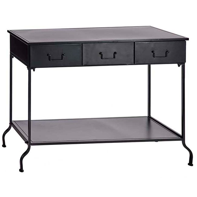 Console en métal noir 3 tiroirs et 1 étagère 84,5x43x121cm Couleur noir <span itemprop=
