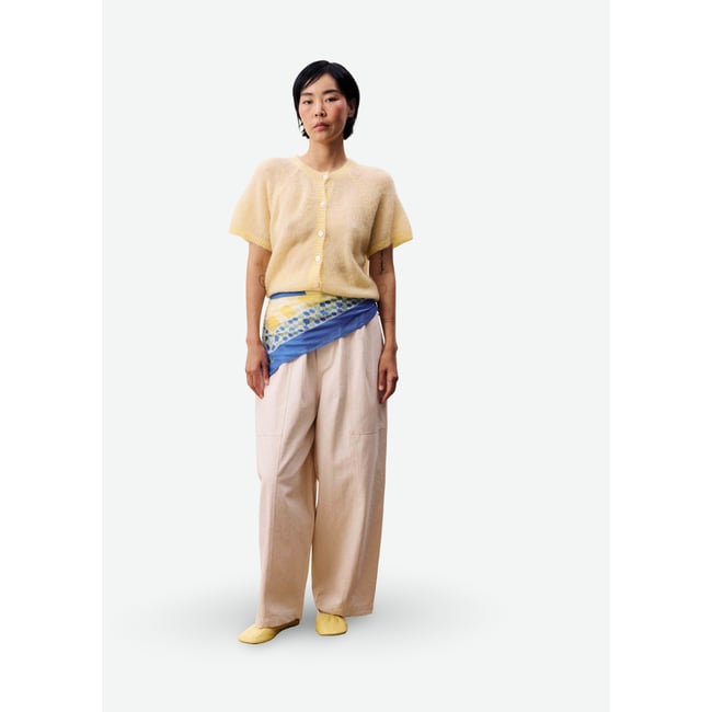 Cardigan en mohair KAWASAN jaune beurre <span itemprop=