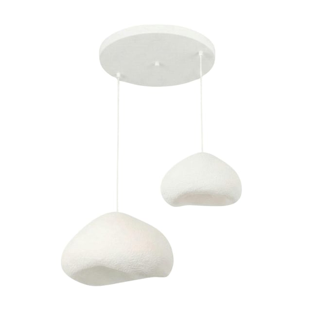 Suspension salle à manger design 2 abat-jour blancs 89 cm NOXIS Couleur blanc <span itemprop=