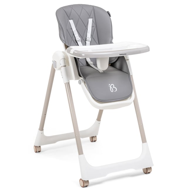 Chaise Haute Bébé Pliable Et Réglable - 6 Mois à 6 Ans, 8 Hauteurs, 4 Inclinaisons, Plateau Amovible, Ceinture 5 Points - Gris