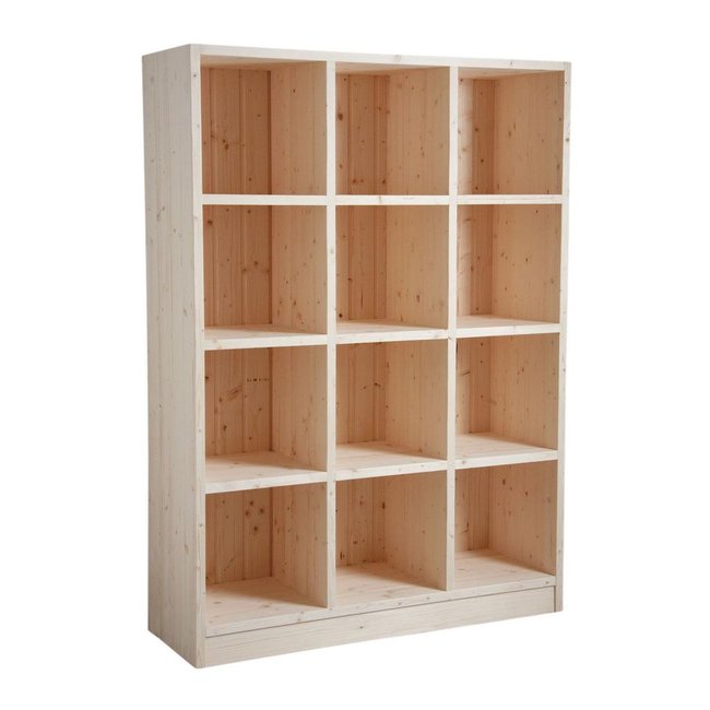 Bibliothèque 12 cases en épicéa brut Couleur multicolour <span itemprop=