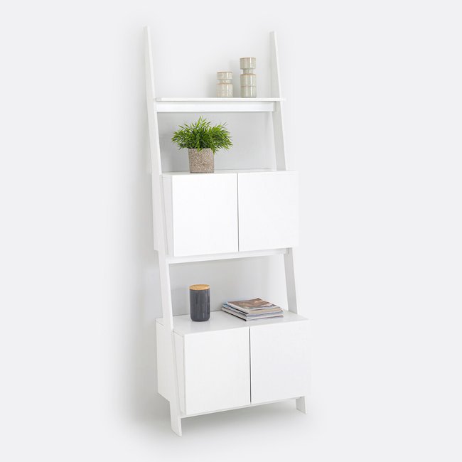 Étagère échelle murale, 4 portes, Domeno Couleur blanc <span itemprop=