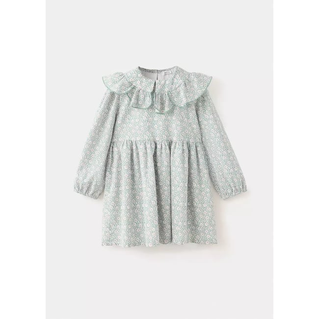 Robe 100 % coton imprimé fleuri blanc cassé <span itemprop=