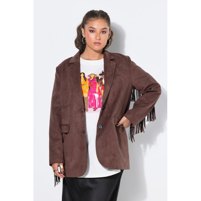 Blazer oversized en similicuir suédé marron <span itemprop=