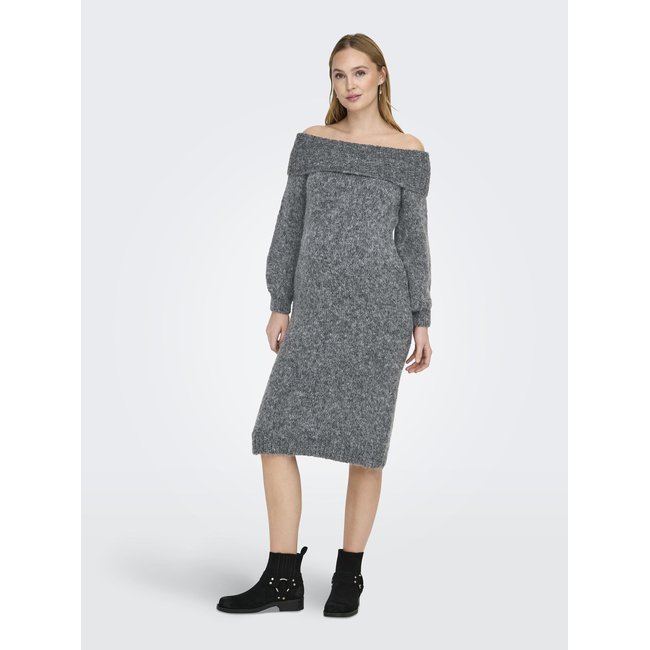 Robe En Maille OLMMARIE Robe midi medium grey melange <span itemprop=