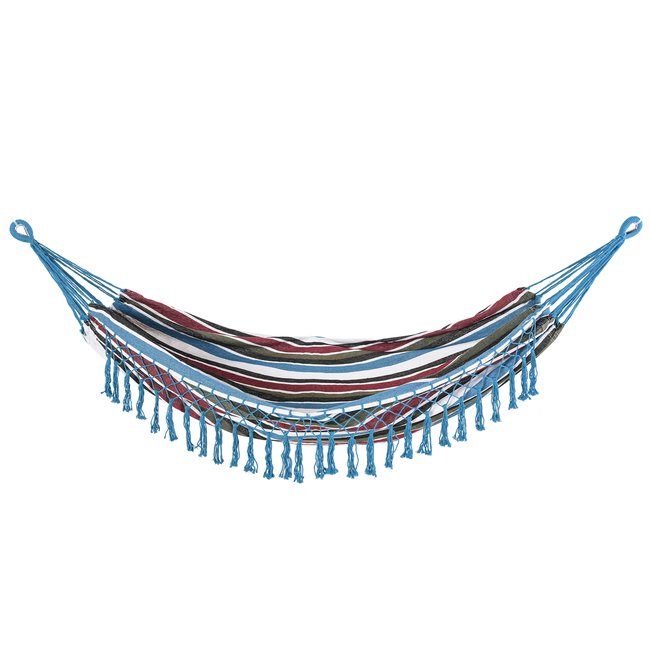 Hamac de voyage portable style hippie chic coton polyester multicolore multicolore <span itemprop=