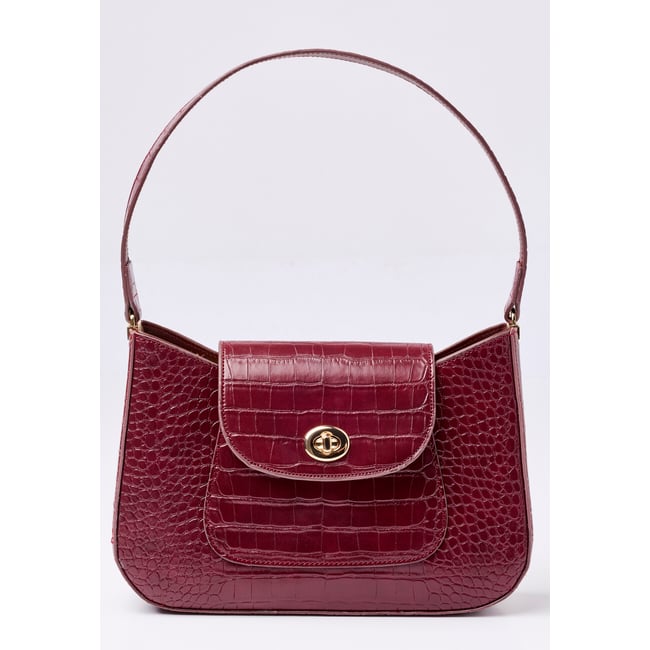 Sac à main esprit animalier rouge bordeaux <span itemprop=