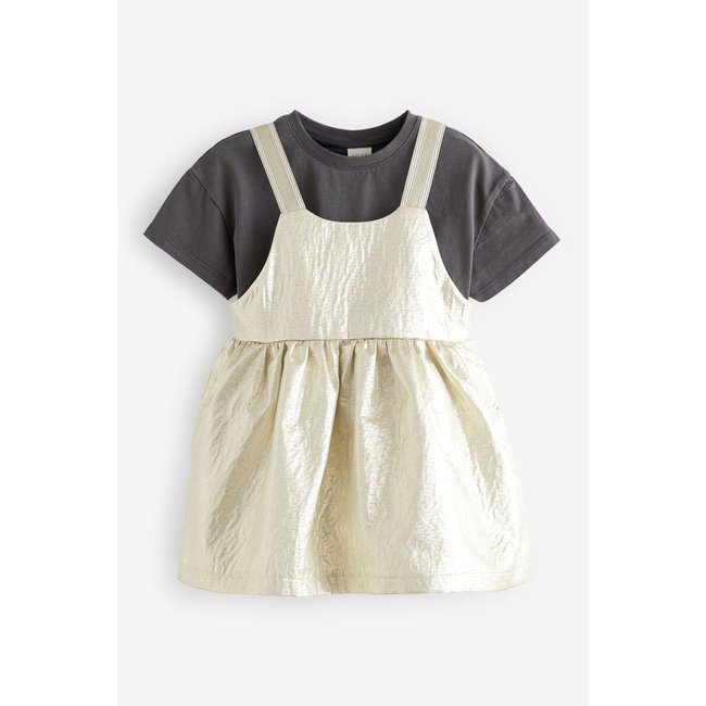 Robe chasuble et t-shirt, ensemble doré <span itemprop=