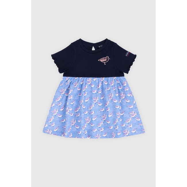 Robe Baby - coton marine deep/imprimé oiseaux <span itemprop=