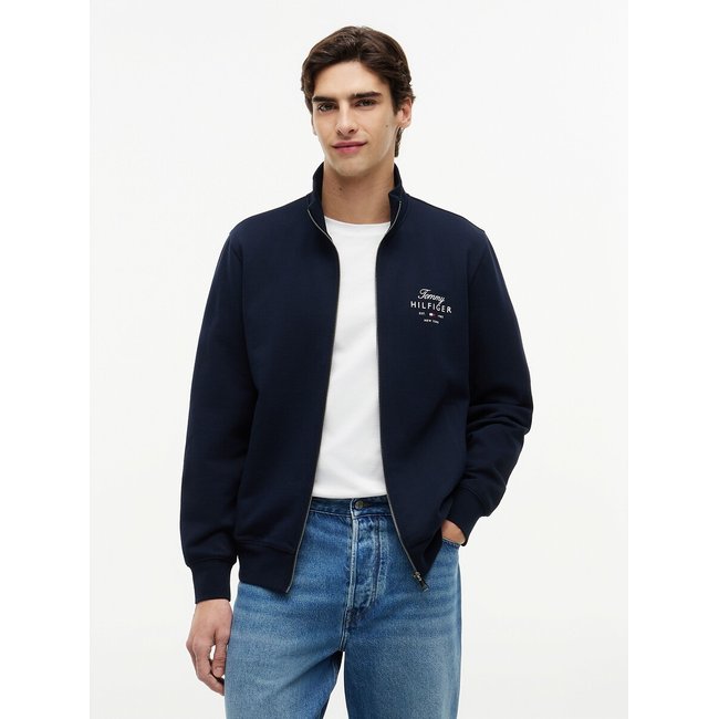 Sweat zippé bleu marine <span itemprop=