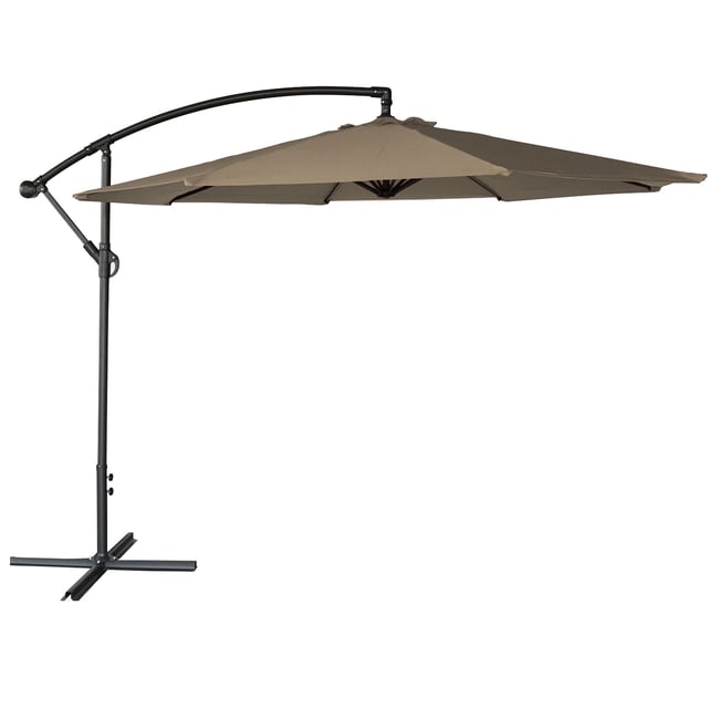 Parasol déporté, rond, Ø3m, OAHU taupe, gris anthracite <span itemprop=
