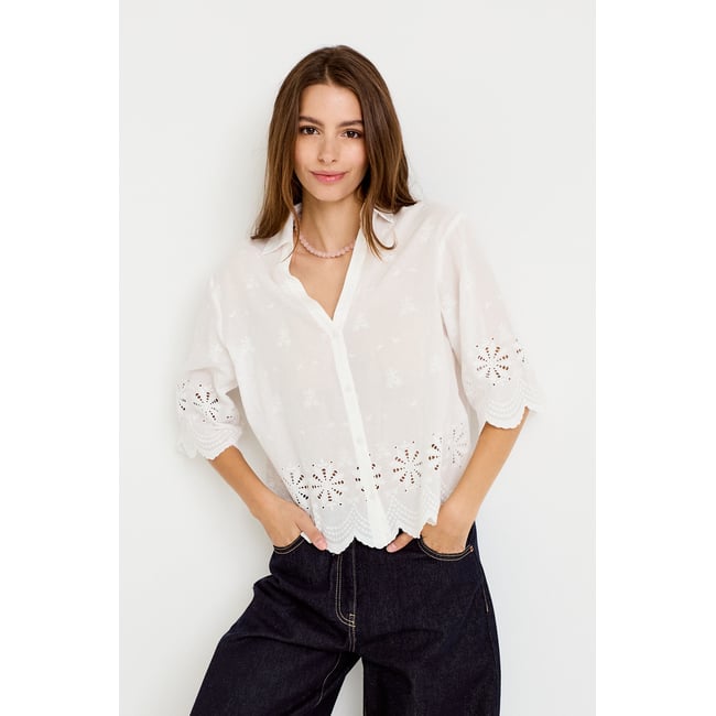 Chemise droite col classique manches 3/4 - CACHE CACHE