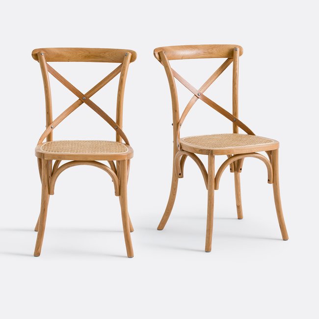Lot de 2 chaises chêne et cannage Cedak Couleur chêne <span itemprop=