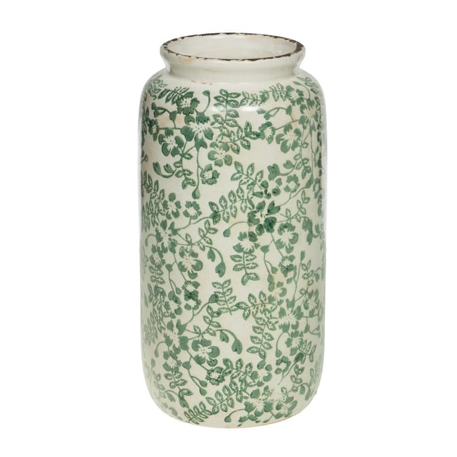 Vase Tampon fleurs vert grand modèle H33,5   - TAMPON Couleur crème / ivoire <span itemprop=