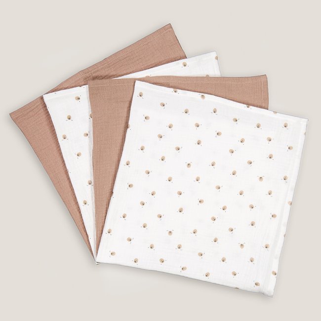 4er-Pack Wickeltücher aus Baumwollmusselin braun/ecru LA REDOUTE COLLECTIONS