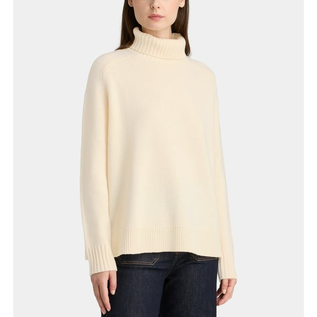 Pull droit trudaine col roulé laine écru <span itemprop=