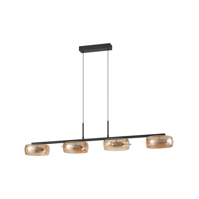 Suspension en verre moderneLED, Martis Couleur noir, laiton, ambre <span itemprop=