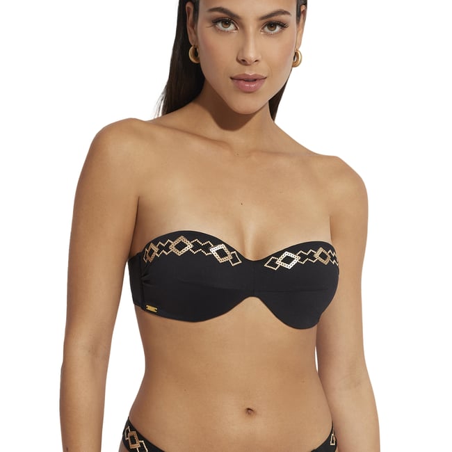 Haut maillot de bain bandeau Musha Cay noir <span itemprop=