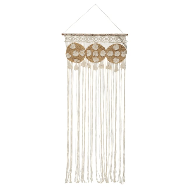 Rideau de fil en macramé beige <span itemprop=