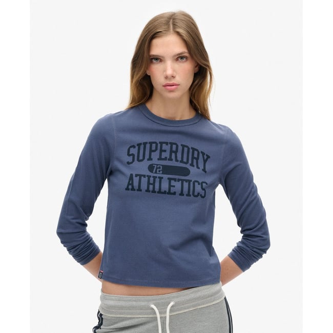 Haut slim à manches longues Athletic Essentials Ringer bleu marine matelot <span itemprop=