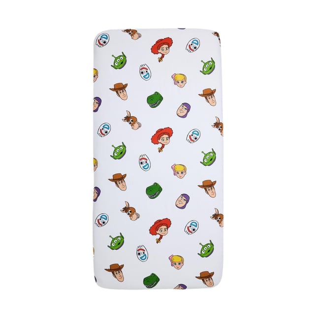 Drap-housse en coton toy story blanc <span itemprop=