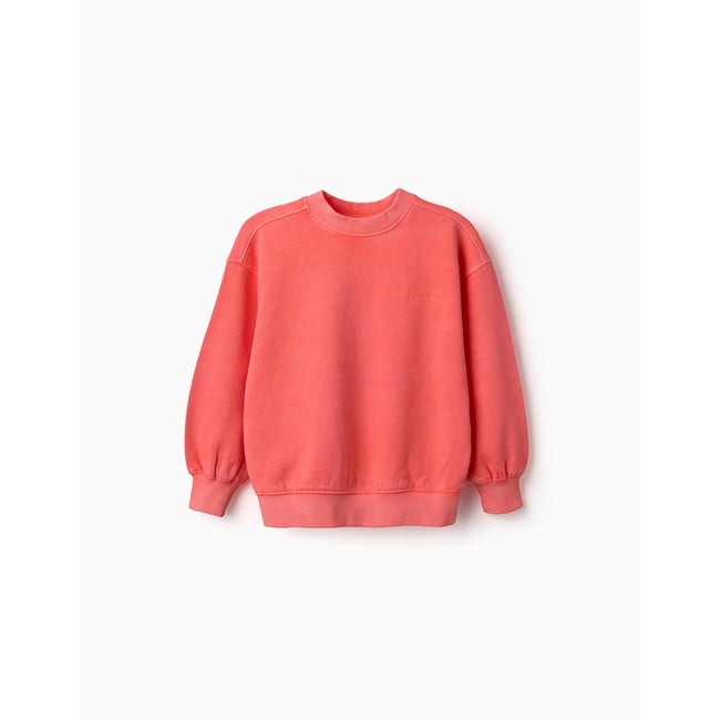 Sweat en coton avec épaules tombantes corail clair <span itemprop=