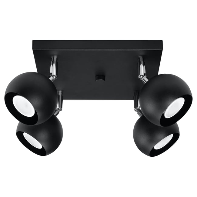 Plafonnier Acier Noir GU10 4 Oculare Couleur noir <span itemprop=